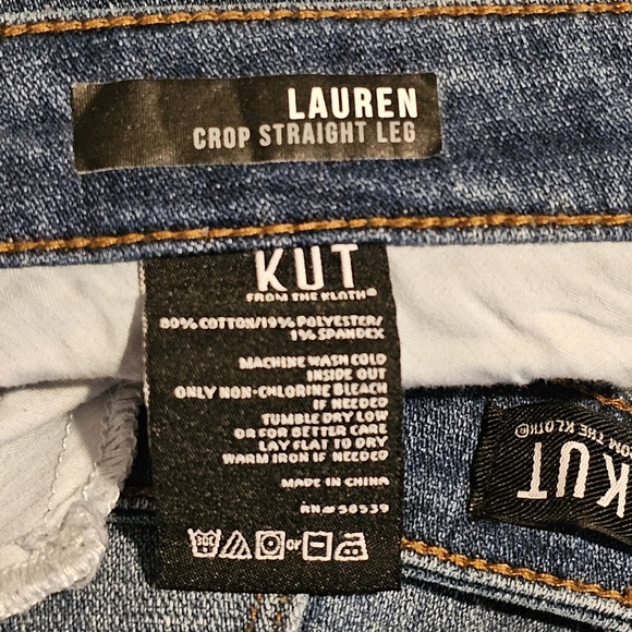 Kut From The Kloth Lauren Straight Leg Crop Jeans Blue Size 20W - Picture 9 of 12